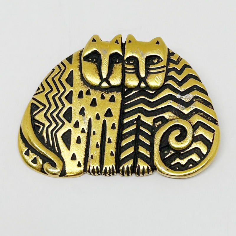 ローレルバーチ 2匹の猫のヴィンテージブローチ  ゴールドトーン