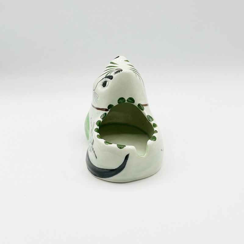 メキシコ　猫型アッシュトレイ 灰皿 絵付師サイン入りハンドペイント　トナラ焼