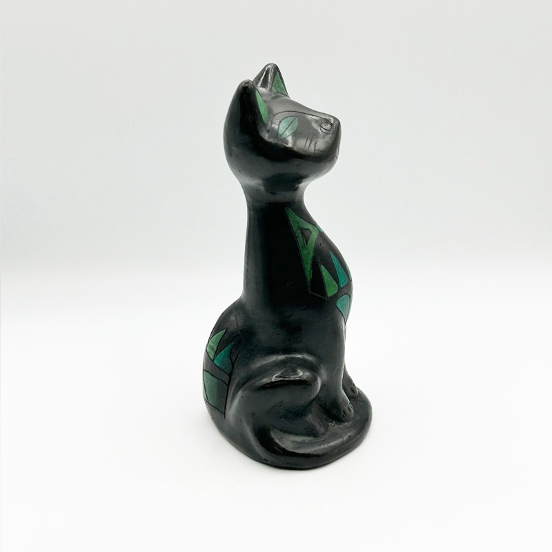 メキシコ　オアハカ黒陶焼きの猫　1970年代ヴィンテージ