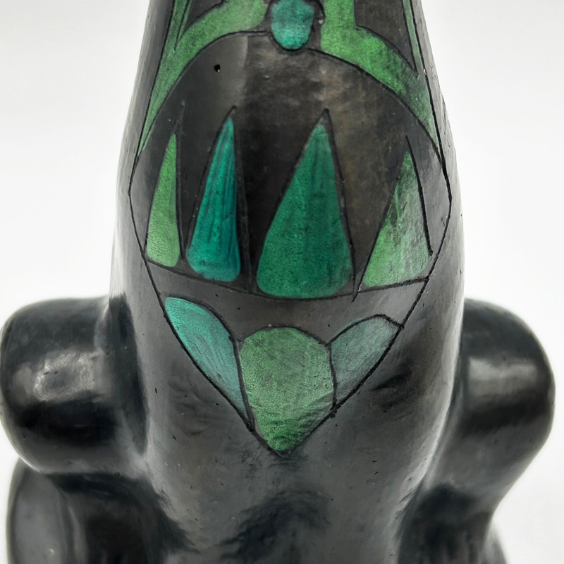 メキシコ　オアハカ黒陶焼きの猫　1970年代ヴィンテージ