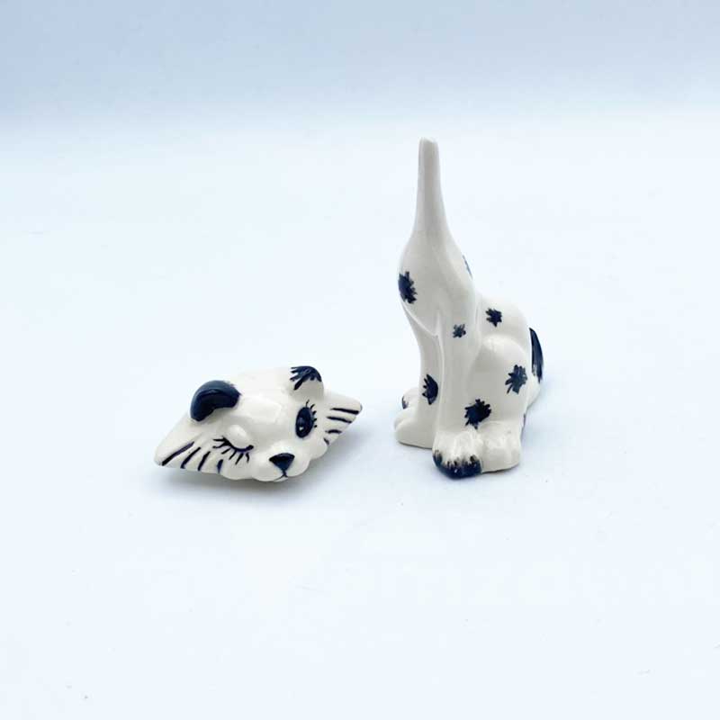 アメリカ製　陶器製の首振りボブルヘッド猫フィギュリン　Freeman McFarlin　1950-60年代