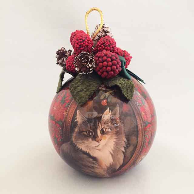 ENESCO レズリーアンアイボリー クリスマスオーナメント 丸型赤 アグネッサ1990年
