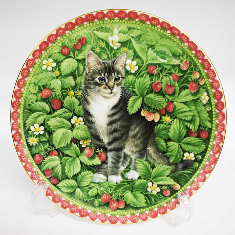 エインズレイ レズリー・アン・アイボリー猫の絵皿 Meet My Kittens 7月ジェマ