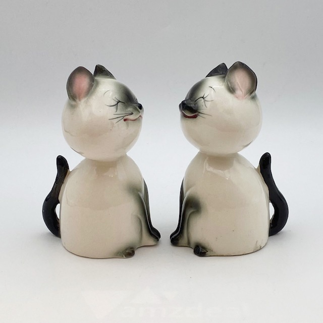 Norcrest Japan 満面の笑みのシャム猫ちゃんペアのソルト&ペッパーシェイカー 1950年代ごろ