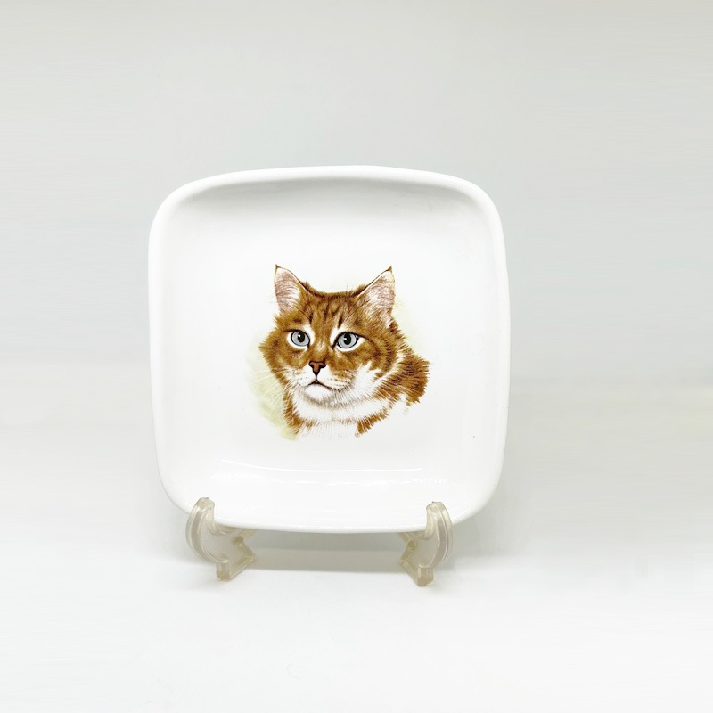 猫の絵柄付　ミニトレイ 小皿　Honiton Pottery　イギリス製　1960-70年代ヴィンテージ