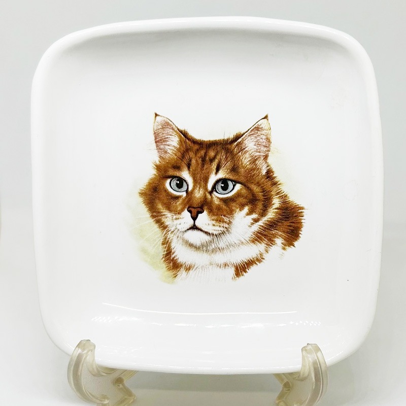 猫の絵柄付　ミニトレイ 小皿　Honiton Pottery　イギリス製　1960-70年代ヴィンテージ