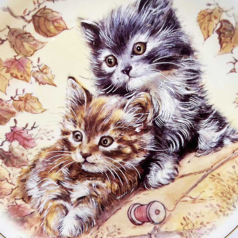 英国 Hudson & Middleton 猫の絵皿　2匹の子猫
