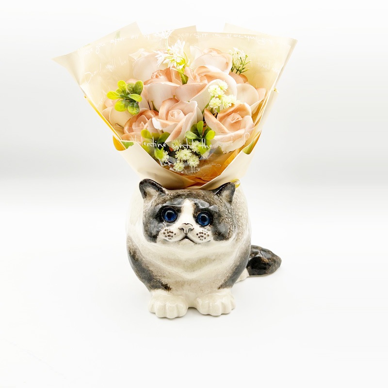 ウィンスタンレイキャット フラワーポット型のハチワレシャム猫 サイズ4 ケンジントンキャット　