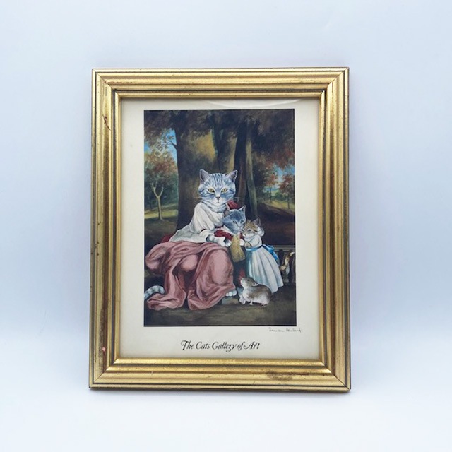 美品 ダイアン・エルソン「キッチン」水彩画 直筆サイン入 額縁入 猫 ねこ 美品 ダイアン・エルソン「キッチン」水彩画 直筆サイン入 額縁入 猫