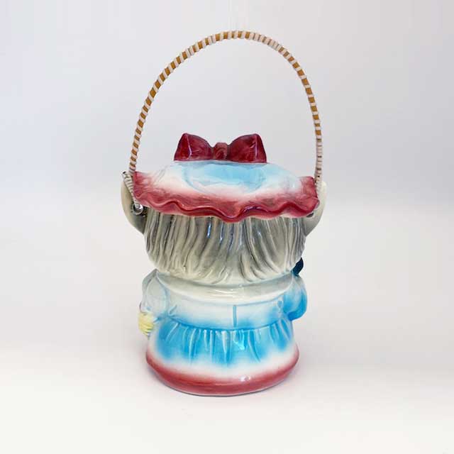 ヴィンテージ赤いリボンが可愛い猫型クッキージャー/キャニスター 日本