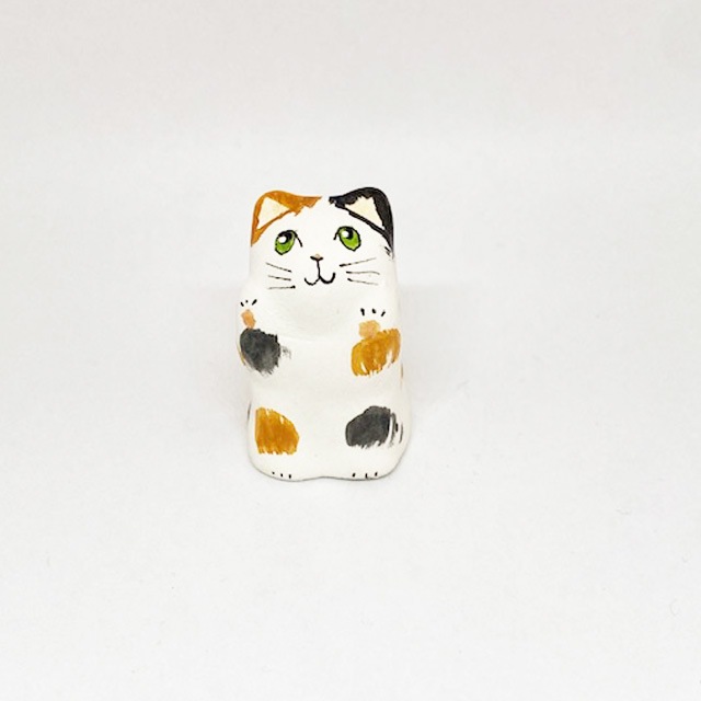 イギリス メリーフィールドポッタリー 素焼きのミニ猫 三毛猫 シンブルB Merryfield Pottery