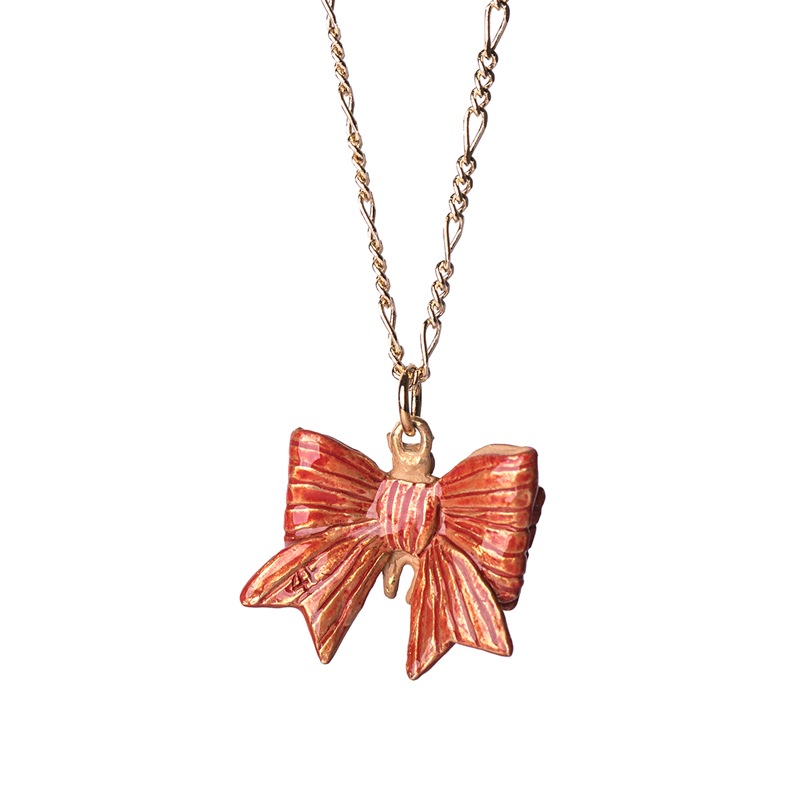 4F フィーアエフ　猫とリボンのネックレス　リボンキャット　日本製　ピューター