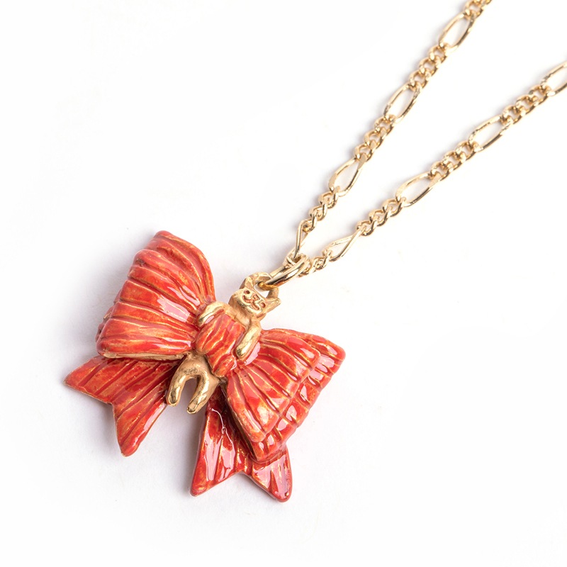 4F フィーアエフ　猫とリボンのネックレス　リボンキャット　日本製　ピューター