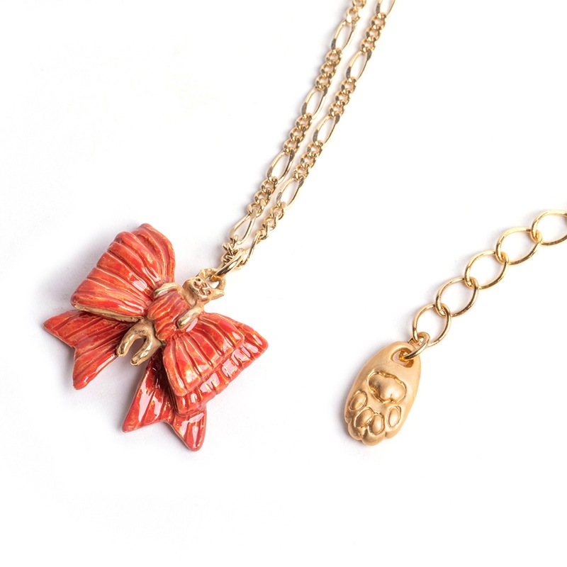 4F フィーアエフ　猫とリボンのネックレス　リボンキャット　日本製　ピューター