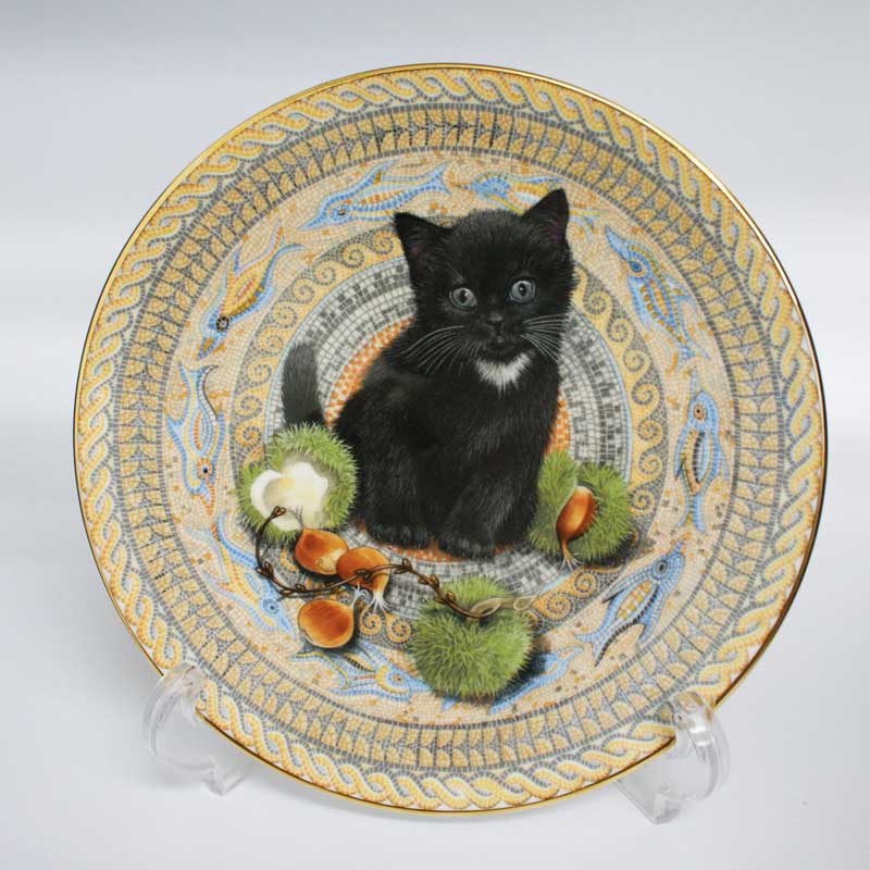 エインズレイ レズリー・アン・アイボリー猫の絵皿 Meet My Kittens 9月ガブリエル