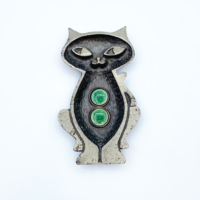 猫型　アイアンメタルトレイ　日本製　ミッドセンチュリー　1950-60年