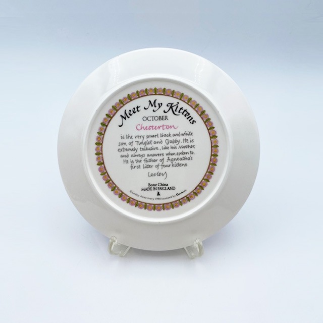 エインズレイ レズリー・アン・アイボリー猫の絵皿 Meet My Kittens 10月チェスタートン