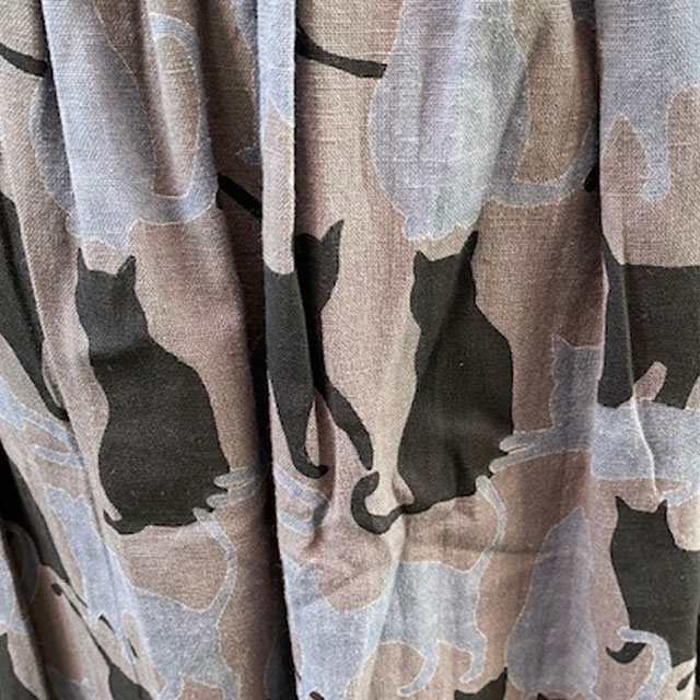 猫柄スカート　秋冬　グレー　インド綿製　フリーサイズ LITTLE MARKET