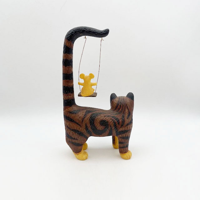 TYBER KATZ　ブランコに乗ったネズミ付きキジトラ猫 2500体限定シリアルナンバー入り　1999-2000年