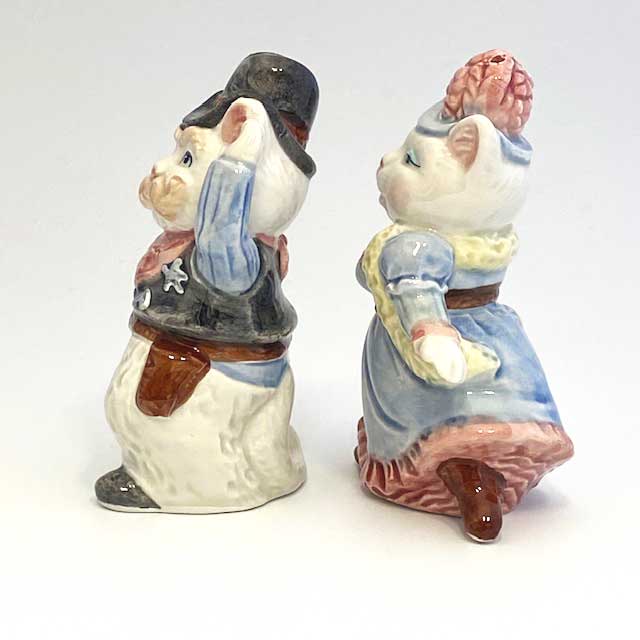 ウェスタンな猫カップルのソルト＆ペッパーシェイカー OCI　Fitz & Floyd　アメリカ1980-90年代