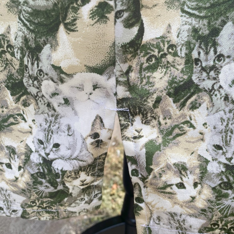 猫いっぱいの生地のチュニックワンピース ハンドメイド サイズL~LL