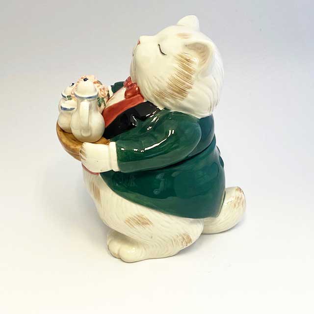 フィッツ＆フロイド Fitz & Floyd 執事の白猫型のクッキージャー・シュガーポット 小物入れ　1988年