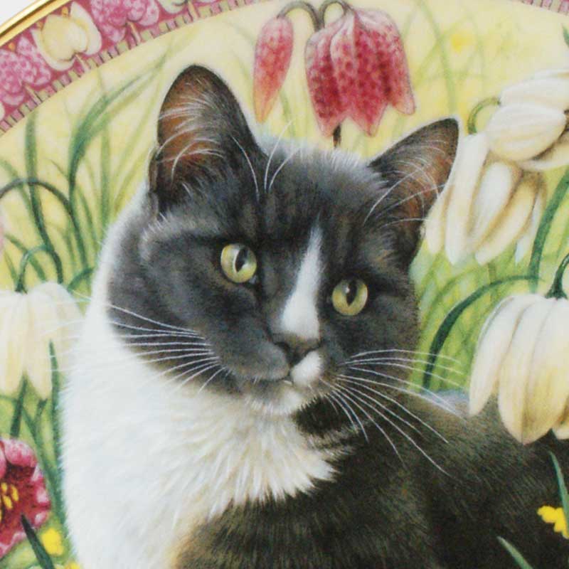ダンバリーミント レズリー・アン・アイボリー猫の絵皿 The Four Seasons Delabole in Spring