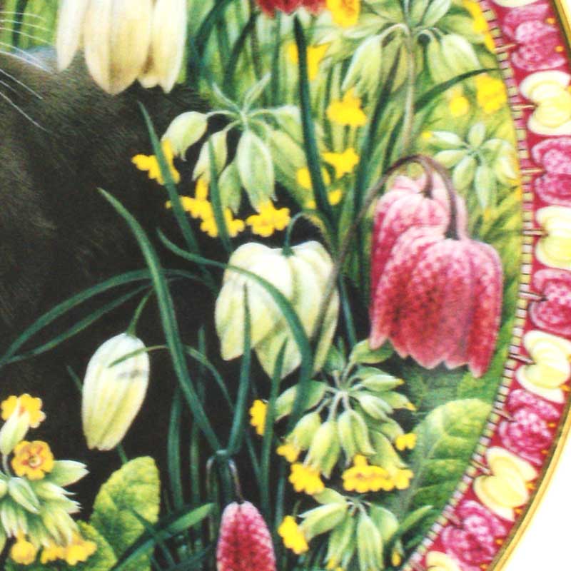 ダンバリーミント レズリー・アン・アイボリー猫の絵皿 The Four Seasons Delabole in Spring