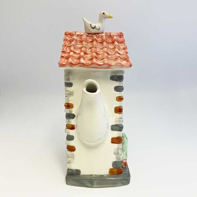 ティーポッタリー スウィンサイドセラミック 黒白猫のいるお家型ティーポット イギリス製