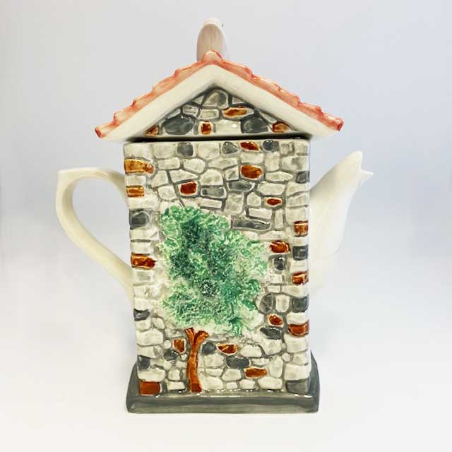 ティーポッタリー スウィンサイドセラミック 黒白猫のいるお家型ティーポット イギリス製