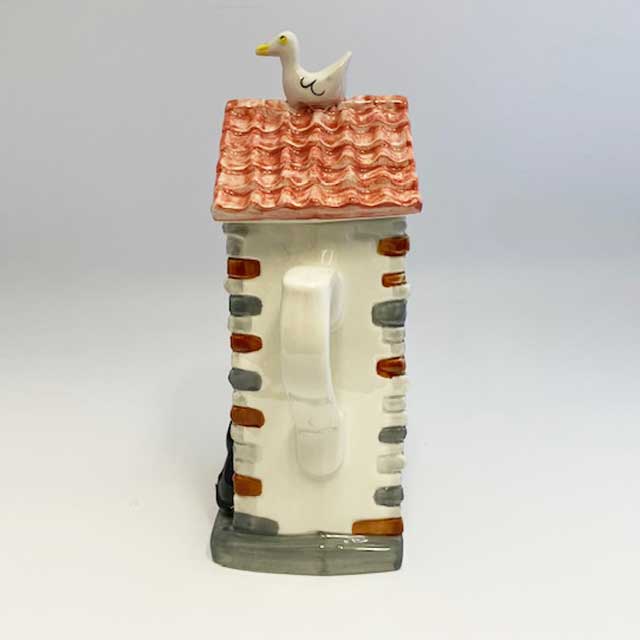 ティーポッタリー スウィンサイドセラミック 黒白猫のいるお家型ティーポット イギリス製