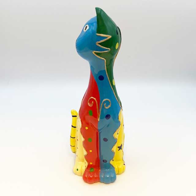 カラフルな木製の猫の置物 アートな猫 TIM & SAILOR