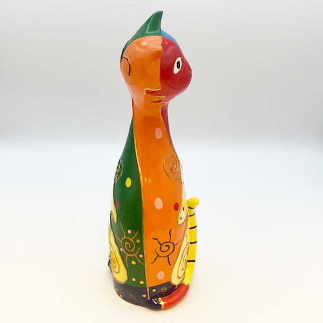 カラフルな木製の猫の置物 アートな猫 TIM & SAILOR