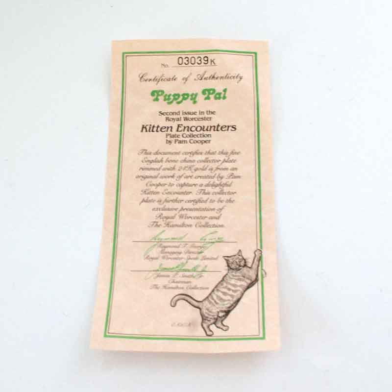 ロイヤルウースター猫プレート絵皿 Puppy Pal Hamilton Collection限定