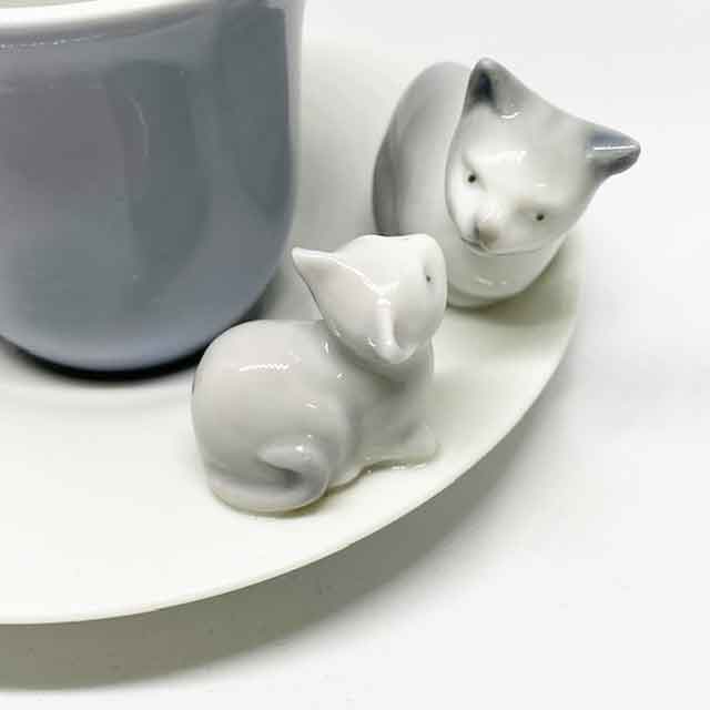 LLADRO リヤドロ 親子猫のカップ＆ソーサーHappy Tea Time モデル8300