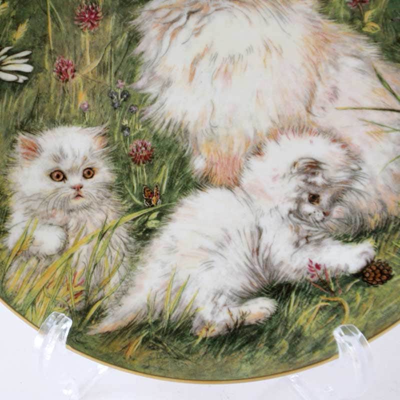 ロイヤルウースター ホワイトペルシャ猫の親子の絵皿　White Persian
