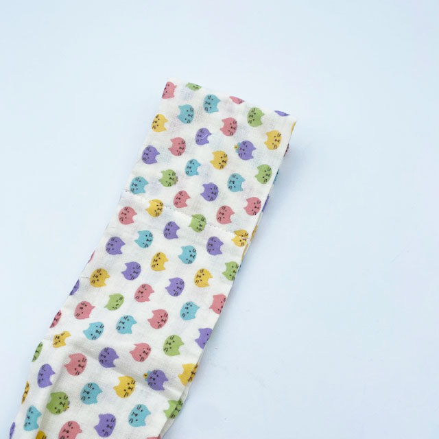 カラフル猫の顔のダブルガーゼ生地　保冷ネックスカーフ　酷暑対策　My Cotton　ハンドメイド