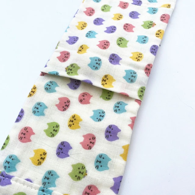 カラフル猫の顔のダブルガーゼ生地　保冷ネックスカーフ　酷暑対策　My Cotton　ハンドメイド