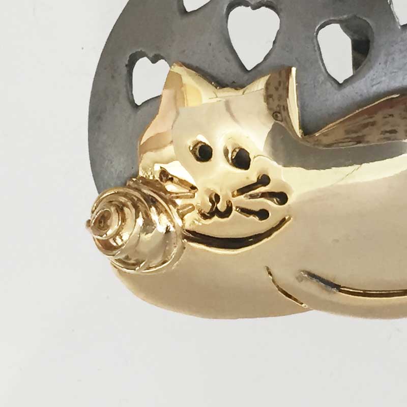 美品◇ULTRA CRAFT◇ウルトラクラフト◇猫ブローチ◇シルバー ULTRA CRAFT ウルトラクラフト 楽器 猫 キャットブローチ ドラム