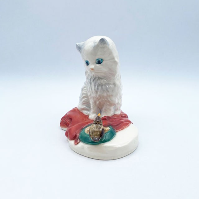 ゲーベル GOEBEL 白猫と小鳥のフィギュリン 西ドイツ 1970年代　＜レア＞