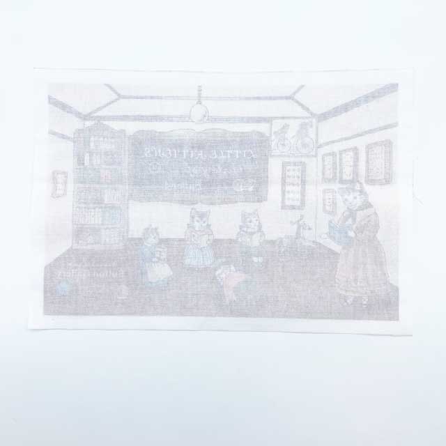 Yanaka Red House Button Galleryオリジナル猫のイラストパネル生地「猫の授業」