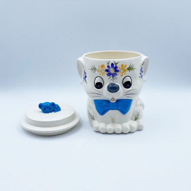 Norleans JAPAN  白猫とネズミのクッキージャー　日本製里帰品　1950年前後