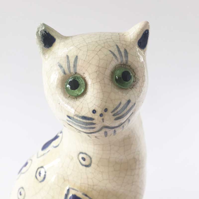 1950-60年代アメリカ手描きの瞳が美しく芸術的な雰囲気の猫ちゃんの陶器 1950-60年代アメリカ手描きの瞳が美しく、芸術的な雰囲気のペア猫