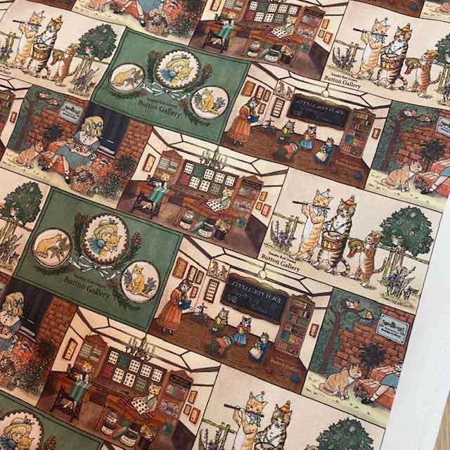 Yanaka Red House Button Galleryオリジナル猫のイラスト生地