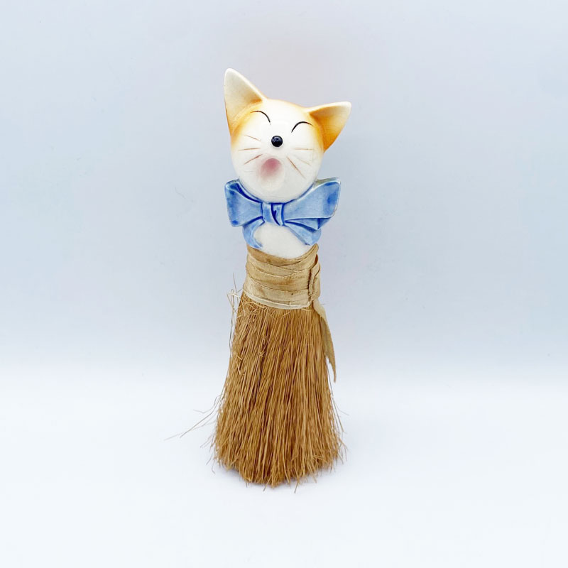 <珍品>ヴィンテージ 猫型ハーフドールブラシミニほうき 1930年代頃 日本製