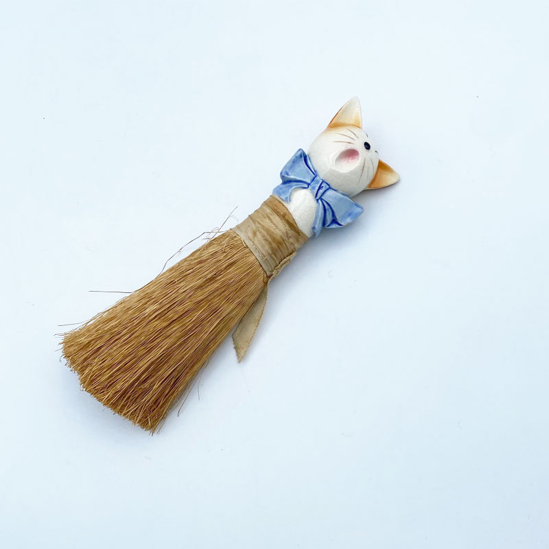 <珍品>ヴィンテージ 猫型ハーフドールブラシミニほうき 1930年代頃 日本製