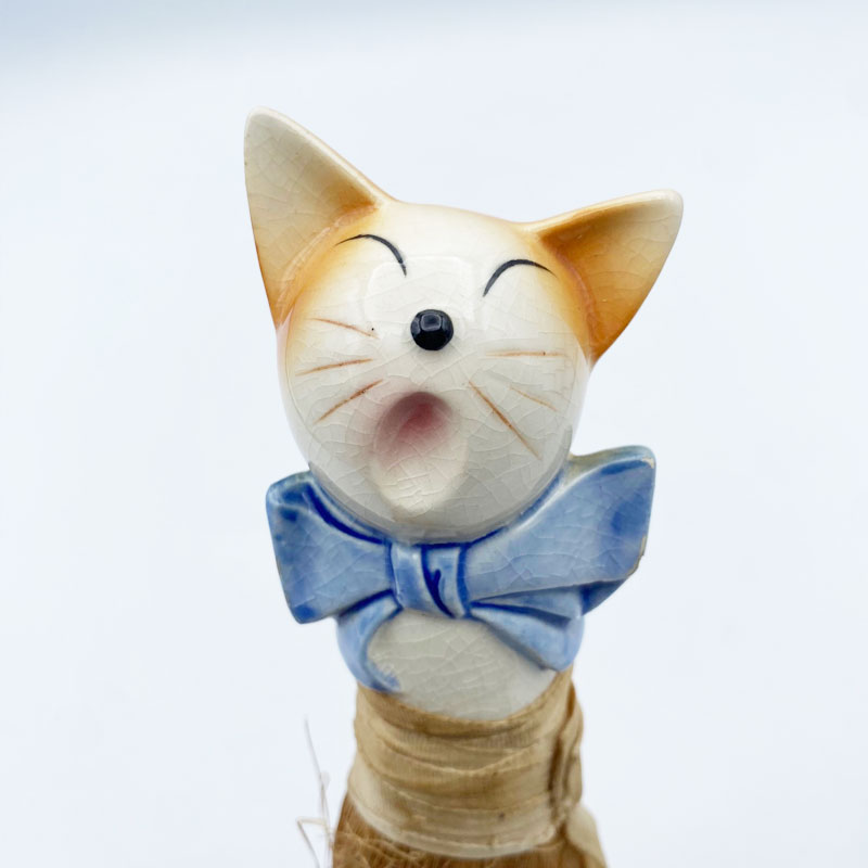 <珍品>ヴィンテージ 猫型ハーフドールブラシミニほうき 1930年代頃 日本製