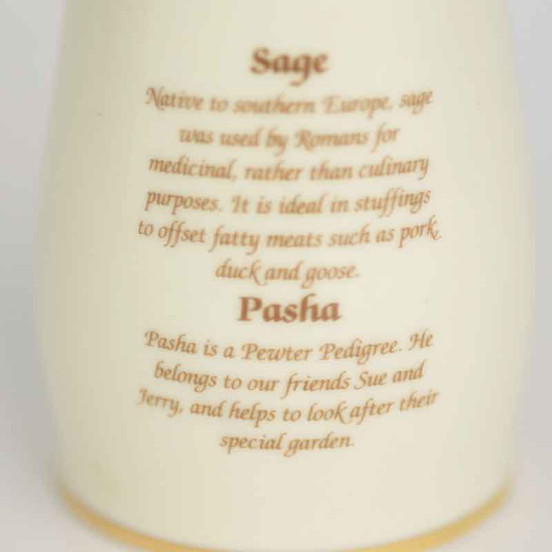 ダンバリーミント レズリー・アン・アイボリー猫のスパイスジャー セージ / パシャ