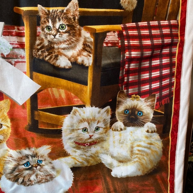 クリスマス猫柄タペストリー ソファカバー テーブルカバー　マルチカバー　ハンドメイド　一点もの My Cotton