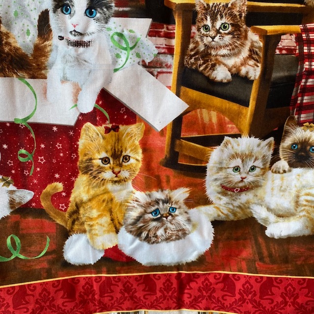 クリスマス猫柄タペストリー ソファカバー テーブルカバー　マルチカバー　ハンドメイド　一点もの My Cotton